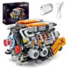 V8 Engine Model Kit that Runs,Build Your Own Visible Motor W16 Building Set