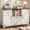 Vabches Lateral File Cabinet with File Drawer, Farmhouse Filing Cabinet with Storage Shelves for Legal/A4/Letter Size Hanging Files, Large Modern Printer Stand for Home Office (Rustic White/Brown)
