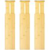 VaeFae 3 Pack Bamboo Drawer Dividers, 4" High Adjustable 16.6" - 21.8" Clothes Drawer Organizers, Expandable Separators for Bedroom/Bathroom/Kitchen/Office Storage