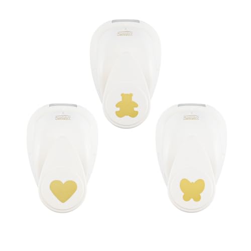 Vaessen Creative - Motif Punch Set - Punch Bear, Heart, Butterfly - 3 Pieces Scrapbook Accessories - for Crafts with Coloured Card and Paper up to 220 g, Greeting Cards and Scrapbook Paper