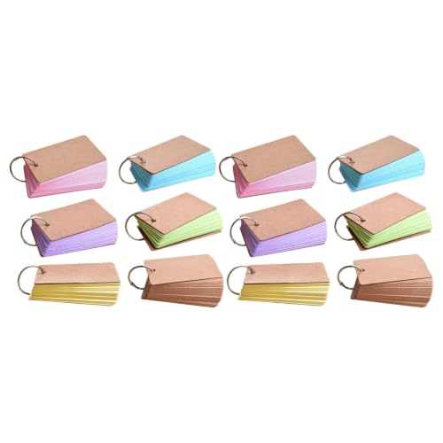 Vaguelly 12pcs Index Cards with Metal Rings and Paper Material, Lightweight Note Study Cards Designed to Boost Attention and Word Retention, for Home and Classroom Use by Students