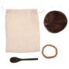 Vaguelly Natural Coconut Shell Facial Mask Mixing Bowl with Spoon for Travel Spa Kits and Home Skincare, Portable Mud Mask Applicator with Smooth Interior and Optimal Portion Control