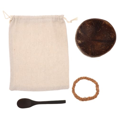 Vaguelly Natural Coconut Shell Facial Mask Mixing Bowl with Spoon for Travel Spa Kits and Home Skincare, Portable Mud Mask Applicator with Smooth Interior and Optimal Portion Control