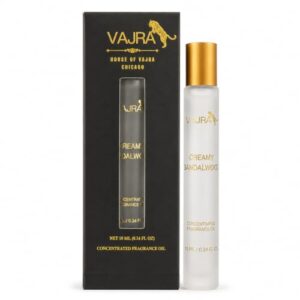 VAJRA CREAMY SANDALWOOD Intense 70%+ Concentrated Perfume Roll On Alcohol-Free Sandalwood Fragrance, Long-Lasting, Travel Size 10 ml