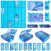 Vakoo Domino Molds for Epoxy Resin, Thickened Silicone Molds for Resin Casting, with Large Capacity Box Mold - Blue