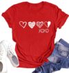 Valentines Shirt for Womens Cute Love Heart T-Shirts Casual Short Sleeve XOXO Graphic Tees Tops