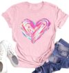 Valentines Shirt for Womens Cute Love Heart T-Shirts Casual Short Sleeve XOXO Graphic Tees Tops