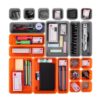 ValueMax 21PCS PP Drawer Organizer Set, Interlocking Bins, Orange & Gray