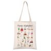 VAMSII Farm Alphabet Tote Bag Funny Farmer Gifts Farm Life Gift Farm Themed Gifts Canvas Bag Owner Gift Storage Bag (Farm Alphabet tote)