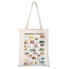VAMSII Transport Alphabet Tote Bag Vehicle Alphabet Bag Transportation Alphabet ABC Gifts Car Truck Lover Gifts Canvas Bag (Transport Alphabet tote)
