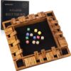 VAMSLOVE Upgraded 14 inches Shut The Box Dice Game Wooden Board Table Math Game with 8+4 Dice for 2-4 Player 4-Sided 10 Number Close The Box for Kids and Adult-Instruction Included
