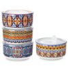 vancasso 36 oz Ceramic Bowls with Lids Set of 4, 6 Inch Food Storage Containers & Prep Bowls for Leftovers, Soup, Cereal, Meal Prep, Office Lunch, Microwave & Dishwasher Safe, Series SIMI