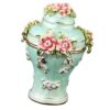 Vanity Tabletop Jewelry Box with Floral Vase Shaped Design, Hinged Lid Trinket Box for Decorative Storage Display Decorative Jewelry Floral Trinket Lidded Organizer Vanity Tabletop Dresser Desk Holder