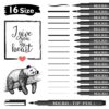 Vanstek 16 Pack Hand Lettering Pens, Calligraphy Pens Markers, Black Ink for Beginners Writing, Lettering, Journaling, Art Drawing, Signature, Illustrations and Office School Supplies