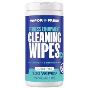 Vapor Fresh Fitness Equipment Cleaning Wipes - Perfect for Gym Equipment, Yoga Mats, Cycling Studios - Fragrance Free, 100 Count (1-Pack)