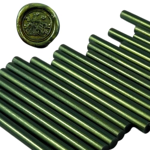 VARACL Hot Melt Glue Sealing Sticks for Letter Seal Stamp, Great for Wedding Invitations, Cards Envelopes, Snail Mails, Postcards, Greeting Cards, Gift Ideas 7 x 100 mm 20PCS (Vintage Green)
