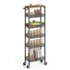VASAGLE 6-Tier Slim Rolling Storage Cart, Narrow Kitchen Cart with Wheels, Utility Organizer, 17.9 x 8.7 x 51.7 Inch, for Bathroom Pantry, Rustic Brown and Matte Black, Dacey Collection ULRC039K101