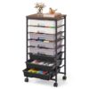 VASAGLE 8-Drawer Rolling Storage Cart, Utility Cart with Wheels and Wood Top, Craft Organizer for Office and Home, 15.6 x 11.2 x 30.1 inch, Black, BENCO Collection ULRC006B101