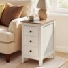 VASAGLE Liry Collection-Farmhouse Side End Table with 3 Drawers, Slim Nightstand with Storage, Narrow Bedside Table for Living Room, Bedroom, Office, Cloud White and Warm Brown, ULET132W101S