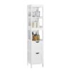 VASAGLE Storage Cabinet, Storage Organizer Rack Stand for Bathroom, Living Room, Multifunctional Corner Unit, 2 Drawers, 55.7 Inches in Height, White UBBC66WT