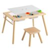 Vasitelan Wood Table and Chair Set, 3 in 1 Table for Art Dining Storage, Sensory Activity Tables with Storage Bins