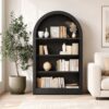 VATROS Arched Bookshelf, 47.6 inch Wood Open Bookcase, Black