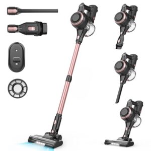 Vazone S22 Cordless Vacuum Cleaners for Home, 6 in 1 Lightweight Stick Vacuum with 45KPa Powerful Suction, Self-Standing Vacuum Cleaners Rechargeable Cordless Vacuum for Pet Hair