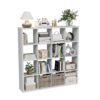 VDNEND Cube Storage Organizer Bookcase, Decorative 11 inch Open Back Cubical Shelf with Thickened Border, Display Bookshelf for Living Room, Home Office, Sturdy Room (White, 16 Cube)