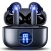 VEAT00L P91 Wireless Earbuds, Bluetooth Headphones V5.4 Stereo Ear Buds with Noise Cancelling Mics, 60H Playback Mini Case with Dual LED Display, IP7 Waterproof in-Ear Earphones for Android iOS