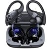 VEAT00L V6 Bluetooth Headphones Wireless Earbuds 88Hrs Playback Sport Ear Buds with Earhook Digital Display Charging Case IPX7 Waterproof Earbud Deep Bass Running Earphones for iOS Android Cellphone