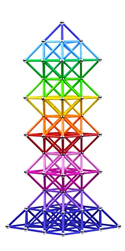 Veatree 206Pcs 2.28" Magnetic Building Sticks Blocks, Magnet Educational STEM Toys for Kids and Adult, 3D Puzzle with Storage Bag