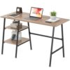 VECELO 43 Inch Computer Desk with Shelves, Writing Desk for Bedrooms, Small Spaces, and Home Offices Modern Gaming Desk for PCs, Laptop Oak Table