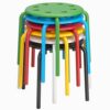 VECELO 6-Piece Stacking Stools for Classroom, 12 Inch Height, Decoration Flexible Seating for Schools, Rainbow