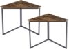 VECELO Corner Desk,Office Tables for Living Room for Small Space Triangle Computer Desk with Steel Frame Corner Shelves with Metal Frame Writing Desk for Workstation Rustic Brown 33.1" 2 Set