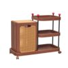 VECELO Rattan-Style Rolling Laundry Hamper Cart, 3-Tier Storage Shelf with Wheels, Foldable Plastic Laundry Basket with Lid, Multi-Purpose Organizer for Bathroom, Laundry Room, Bedroom, Brown