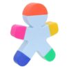 Veemoon 3pcs Cute Human Shaped 5-in-1 Multi Color Fluorescent Highlighter Pen with Chisel Tip, Plastic Material, Versatile Usage for Office and Home, Creative Cartoon Character Style