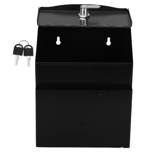 Veemoon Metal Suggestion Box with Lock and Slot, Black Donation and Ballot Box for Fundraising and Voting, Sturdy Metal Construction with Sleek Look, for Office and Classroom Use