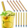 Veemoon Set of 10 Stainless Steel Straws: Reusable Smoothie Straws That Double As Spoons And Stirrers—suitable for Coffee, Milk Tea, Ice Cream, Home Gatherings, And More.