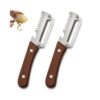 Vegetable Peeler Set of 2 | Potato Peeler | 3-in-1 Julienne Cutter with Bottle Opener | Ultra Sharp 1.5mm Stainless Steel Blade | Natural Wood Handle | Kitchen Gadgets