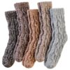 Velice Womens Fuzzy Socks Soft Cozy Fluffy Slipper Winter Thick Warm Plush Sleeping Christmas Socks(Mix Brown)
