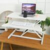 Vellida 32 Inch Desk Converter, Height Adjustable Sit to Stand Riser, Dual Monitor and Laptop Workstation with Wide Keyboard Tray, Standing Computer Desk, White