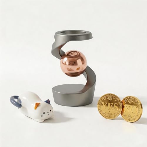 Velmory 3PCS Office Desk Fidget Set with Kinetic Spinning Toy,Tumbling Cat Wind-Up Toy and YES NO Decision Coin, Office Desk Toys for Stress Relief, Cute Desktop Gifts for Men Women