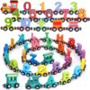 VercanMonth 43 Pcs Magnetic Wooden Alphabet Number Trains Set for Kids with 26 Alphabet, 14 Number Trains, 3 Locomotives, Learning Toys for Toddlers Boys Girls Educational Gift for 3-7 Year Olds