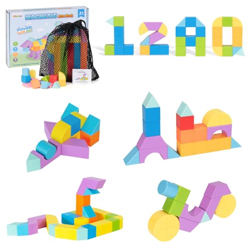 Verppy 46pcs Magnetic Building Cubes for Toddlers Ages 3-6, Montessori Sensory Autism Friendly Toys, Preschool Classroom Must Haves Educational Gifts for Boys and Girls, Creative Learning Blocks