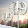 Vertical Axis Wind Turbine Kit 5 Blades Low Wind Startup 400W/600W/800W/1000W/1200W Home Use Residential Charge Batteries Off-Grid with Controller