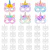 Vertintong 24 Pcs Color Your Own Mask DIY Unicorn Mask Crafts for Kids