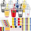 Vesici 150 Pcs Back to School Gifts Teacher Appreciation Gift Bulk with 16oz Cups, Cards, Pens, Sticky Notes, Keychains for Thank You First Day of School Office Supplies(Teacher Appreciation Styleb)