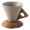 Vestamore 2 Pcs Conical Coffee Dripper Set, Terracotta Pour Over Dripper Holder with Solid Wood Handle, Rustic Cone Design, 4.06 x 4.80 x 4.17 in, for Home Cafe Office