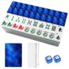 VETEB American Mahjong Tile Set Abstract Deep Blue Glass Watercolor Style 166 Acrylic Mahjong Tiles 1.4" Large Mahjong Game Set with Bag and Accessories for Gift Travel Party