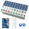VETEB American Mahjong Tile Set Blue Agate Mineral Layered Crystalline Patterns 166 Acrylic Mahjong Tiles 1.4" Large Mahjong Game Set with Bag and Accessories for Gift Travel Party